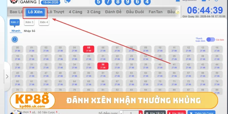 Đánh xiên nhận thưởng khủng