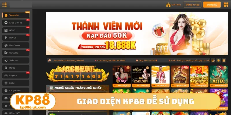 Giao diện KP88 dễ sử dụng