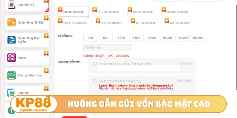 Hướng dẫn gửi vốn bảo mật cao